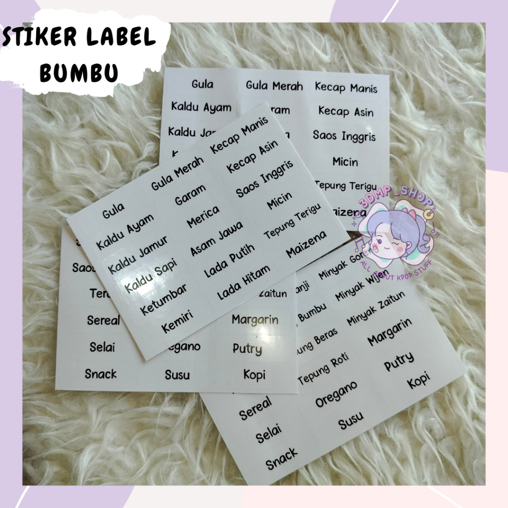 

STIKER LABEL BUMBU DAPUR WATERPROOF / ANTI AIR TRANSPARAN