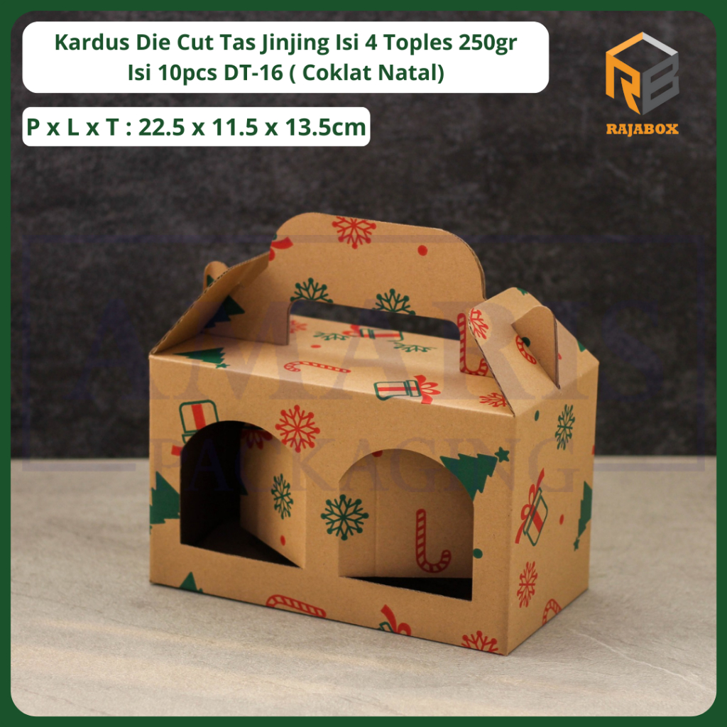 

DT-16 Kardus Die Cut Tas Jinjing Isi 4 Toples 250 Gr Isi 10 Pcs Rajabox Packaging