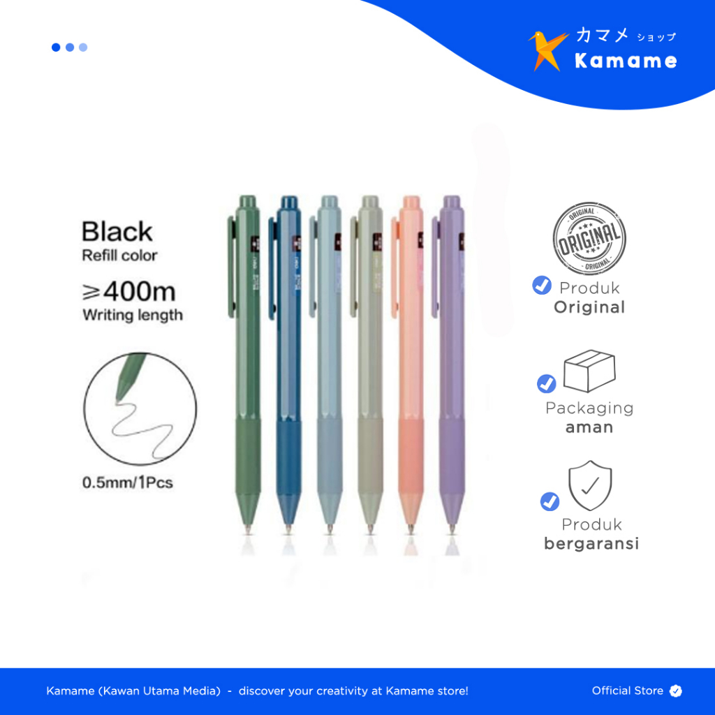 

Deli Nusign Gel Pen - Pulpen Gel Cetek 0.5mm Tinta Hitam Warna Black NS559 - Kamame