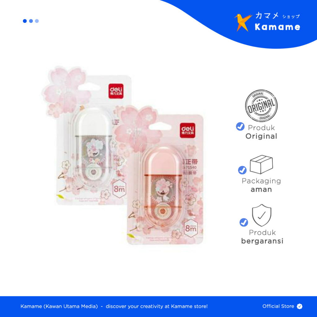 

Deli Correction Tape - Tip Ex Kertas 8m Design Sakura 71540 - Kamame