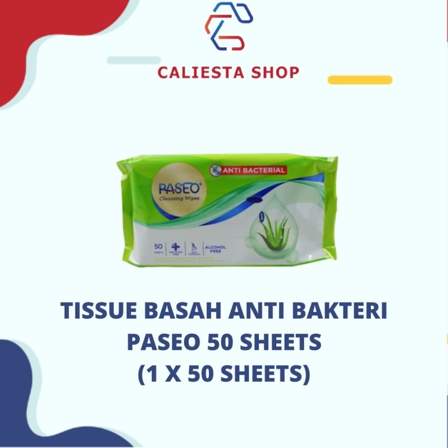 Paseo Tissu Basah Anti Bakteri 50 Sheets