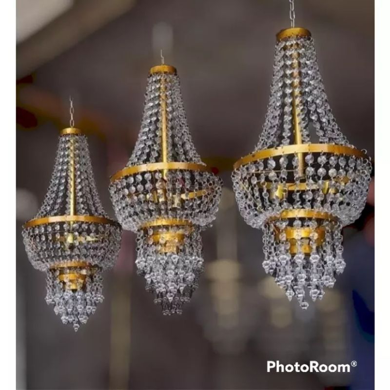 lampu kristal gantung model oval size 6030 cm