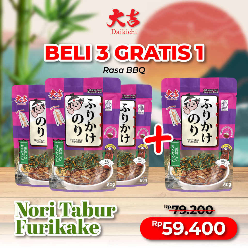 

Nafariz724 (Beli 3 Gratis 1) Nori Tabur Furikake Rumput Laut Panggang Campuran Ikan Teri 60G
