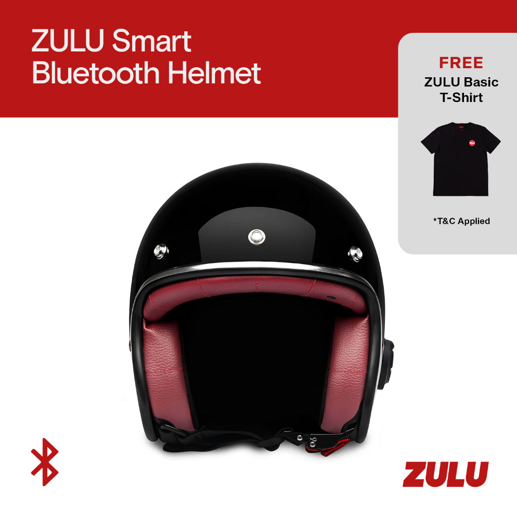 ZULU Smart Bluetooth Helmet Osiris Black Maroon Chrome