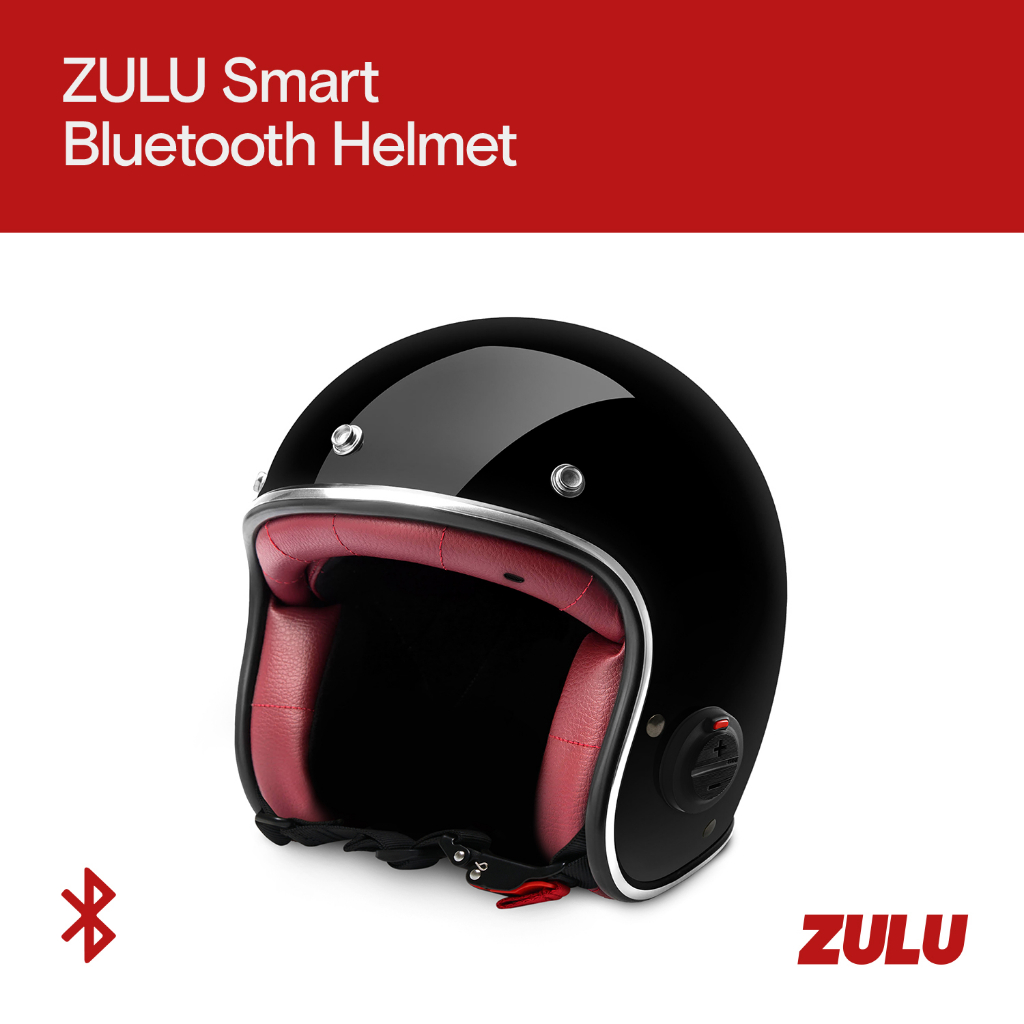 ZULU Smart Bluetooth Helmet Osiris Black Maroon Chrome