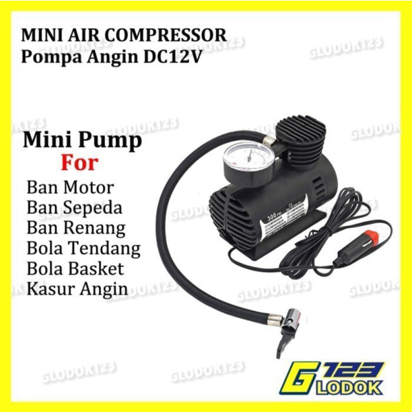 Jual Pompa Angin Bola Balon Ban Sepeda Motor Kompresor Udara Portable - 300 PSI DC 12V Tanpa Bubble 