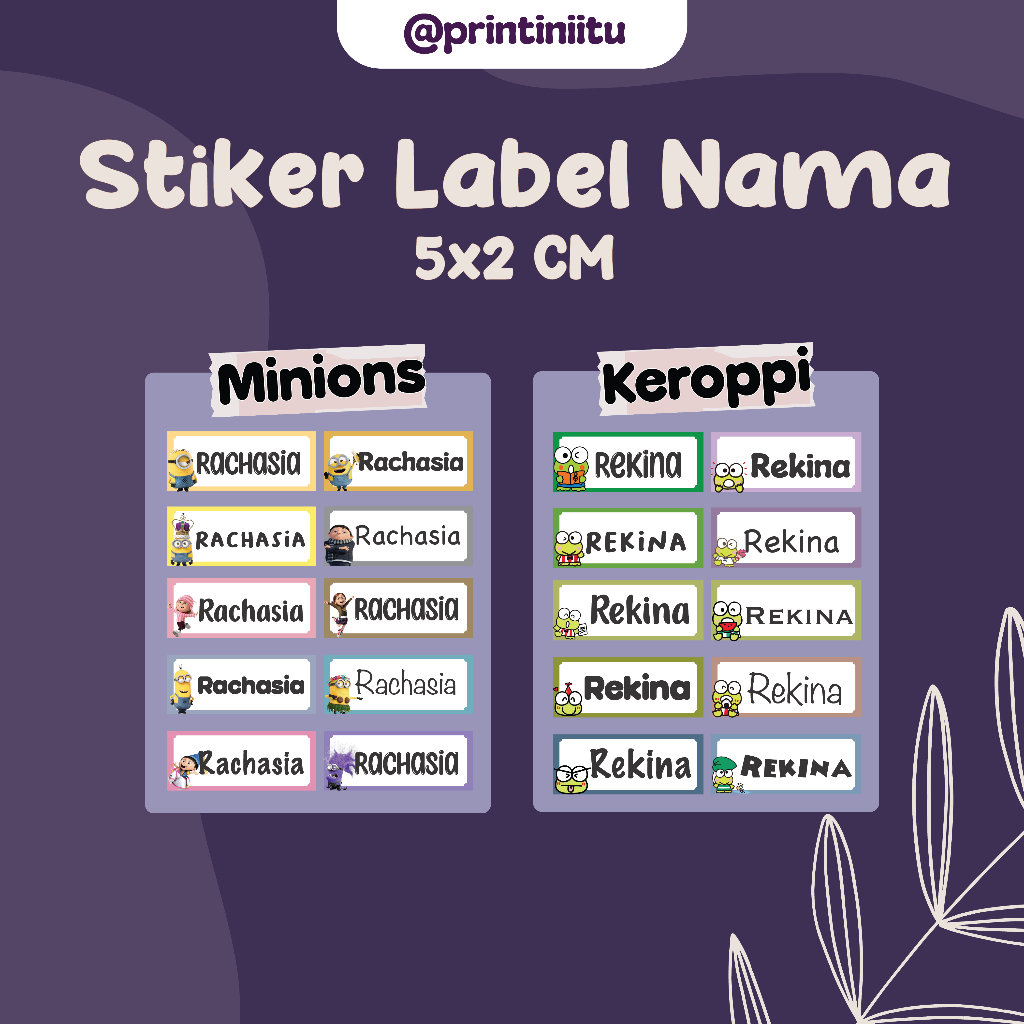

Stiker Nama Anak / Nama Anak Sekolah Karakter Lucu Custom