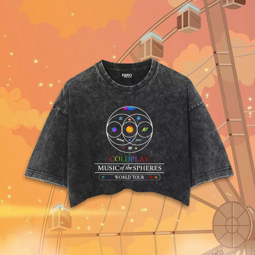 Fiego "COLDPLAY CT 5" | Premium All Size Crop Top | Stone Wash | Crop Tee | Crop Top Coldplay | Wash