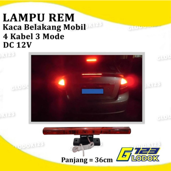 Dijual Lampu Rem Strobo Kedip Brake Stop Light Tempel Kaca Belakang Mobil - YS1001 Tanpa Bubble Berk