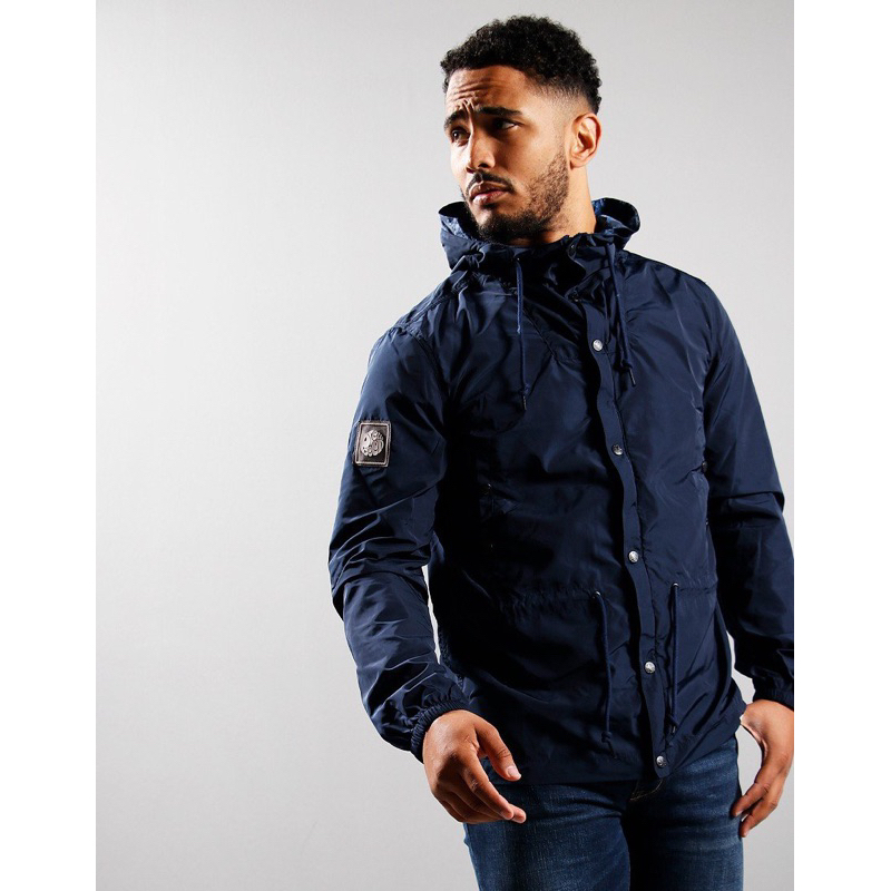 Pretty Green Ridley Zip Through Hooded Jacket Navy