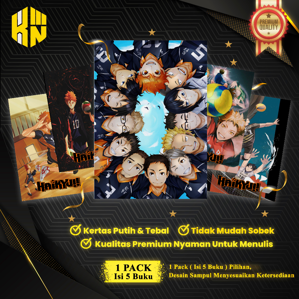 

KEN.IND - Buku Tulis Sekolah Custom Tema HAIKYUU Bergaris 38 Lembar 1 Pak Isi 5 Buku/ Buku Tulis Anime/ Buku Aesthetic/ Buku Catatan