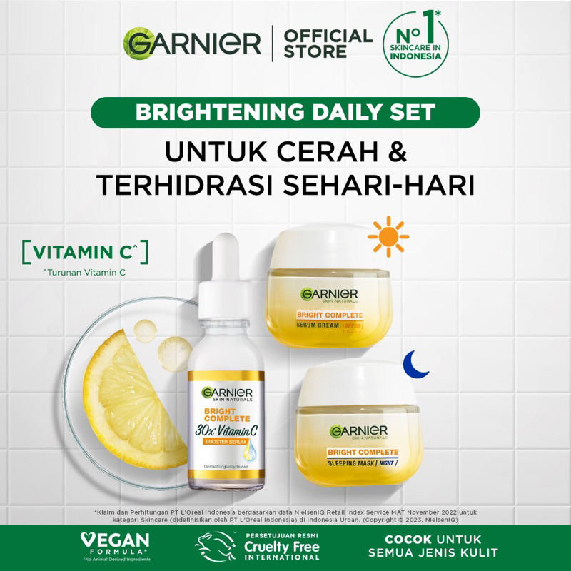 garnier Brigtening Vit C cream siang,malam,serum day & night