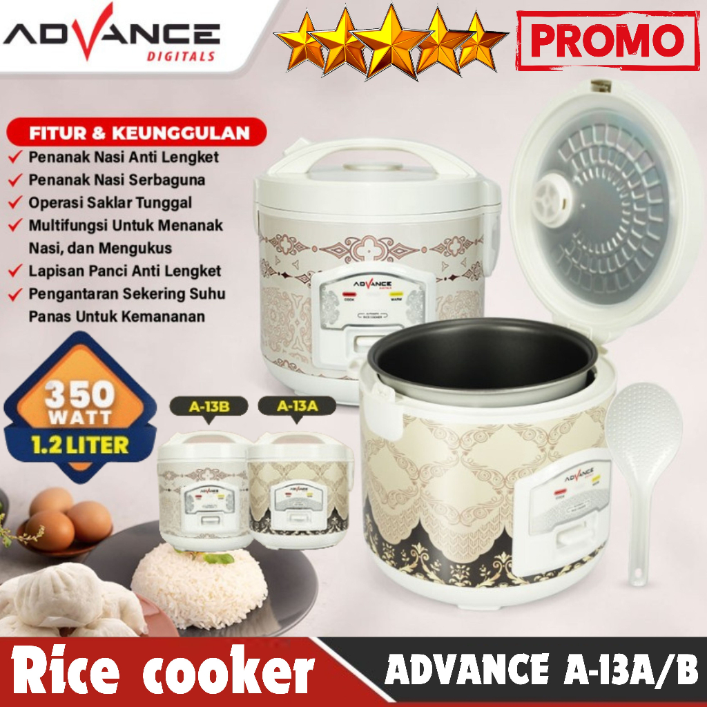 RICE COOKER/PENANAK NASI/MAGIC COM ADVANCE A-13A/B ANTI LENGKET~ADVANCE A-13A/B RICE COOKER 2IN1 MEN