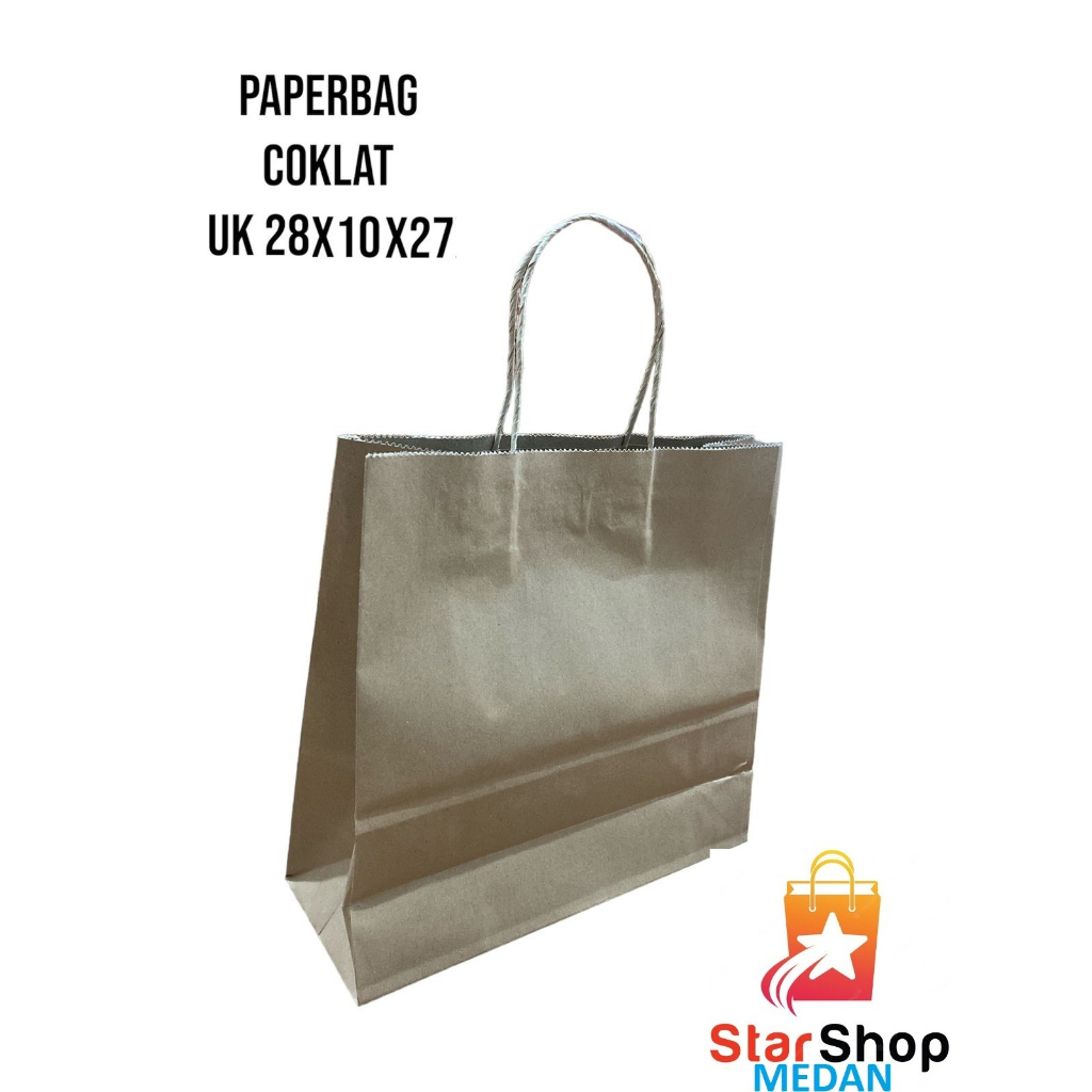 

PAPERBAG COKLAT size PLT 28x10x27, NO MEREK
