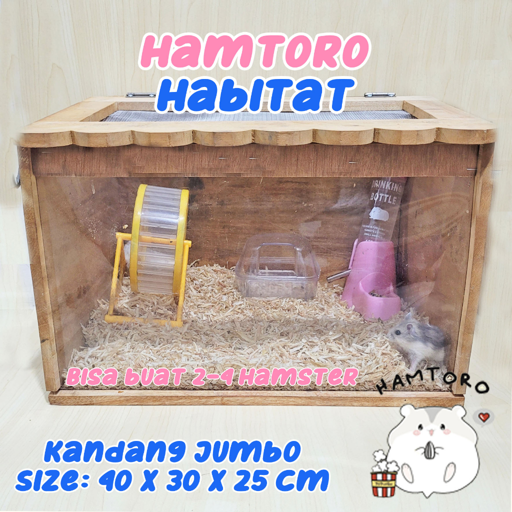 Hamtoro HABITAT Kandang Landak TEBAL Jumbo Alami Kayu Hamster/Landak Mini