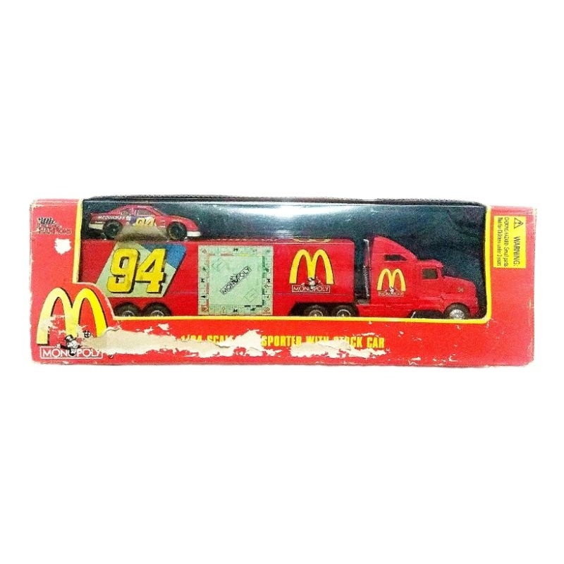 Nascar No 94 McDonald's Monopoly Bill Elliott red 1996 Edition Truck Transporter Trailer Hauler RACI
