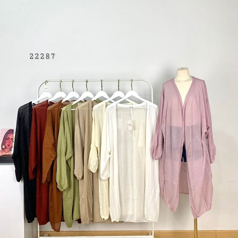 22287 Cardigan Outer Panjang Polos Import Kekinian Premium/ Long Outer Rajut Wanita Yao Si Yu Tangan