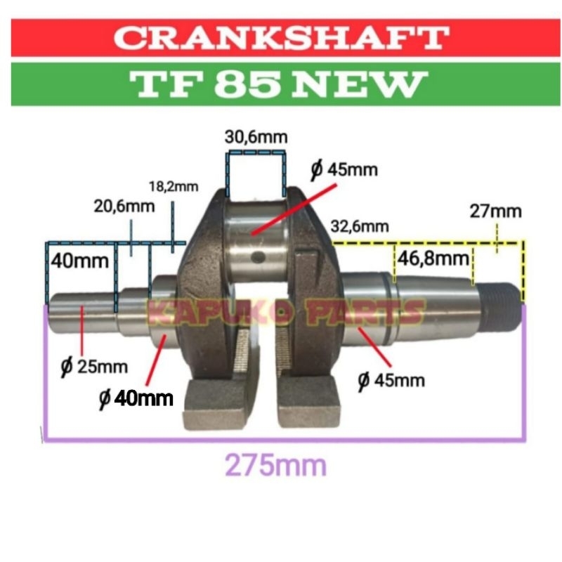 TF 85 MLY CRANKSHAFT UNTUK MESIN DIESEL YANMAR 8,5 PK