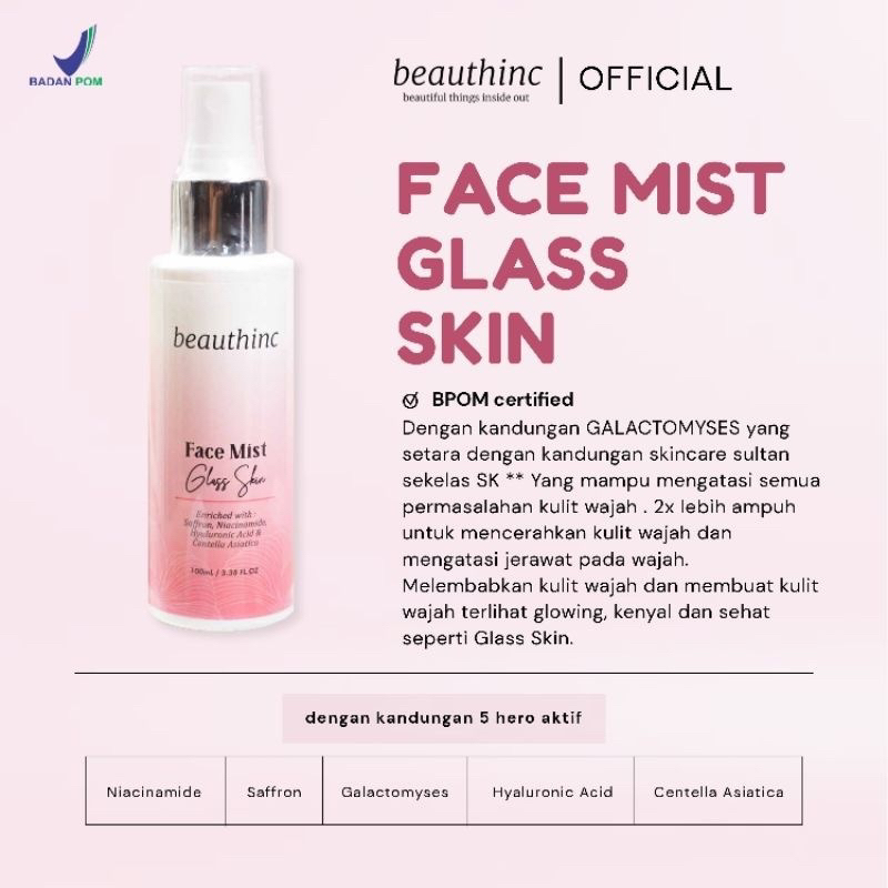 READY  Beauthinc Face Mist Glasskin Face mist Glass Skin Beauthinc BPOM