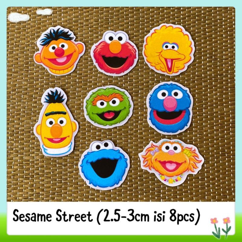 

8pcs sticker tempelan glossy elmo sesame street