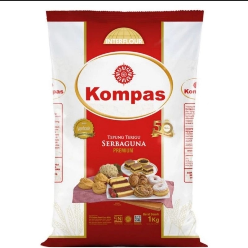 

TEPUNG TERIGU KOMPAS 1KG (INTERFLOUR)