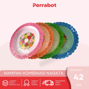 Nampan kombinasi kembang nampan saji Nagata NGT 1018 Motif Kembang nampan plastik bundar