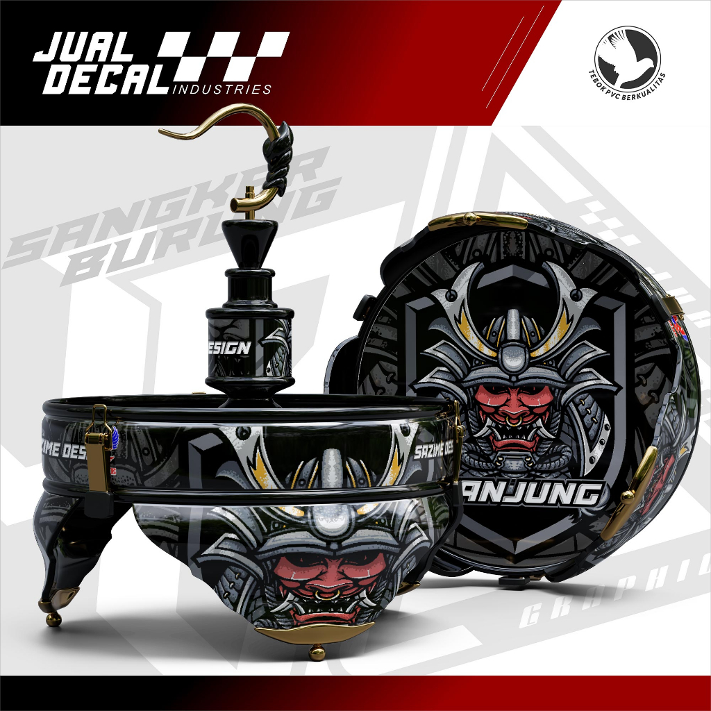 Stiker Tebok NANJUNG Lovebird Pleci Helopet SAMURAI MASK CUSTOM Decal Sangkar Burung Variasi