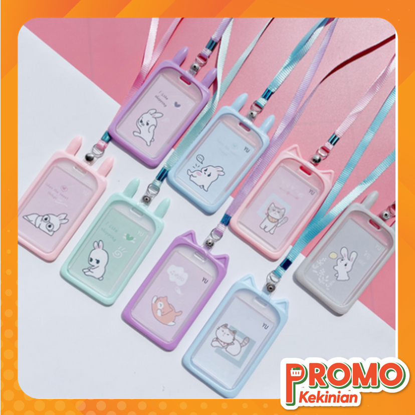 

PROMO KEKINIAN - 5770 Name Tag Lanyard Gantungan Kartu Motif Kuping / Id Card Holder Akses MRT Busway E-Money Bentuk Karakter Warna Pastel