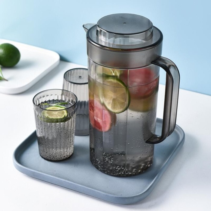 Tempat Air MInum Teko Gelas Set Plastik 2L - Teko Dapat Gelas 2set Bagus