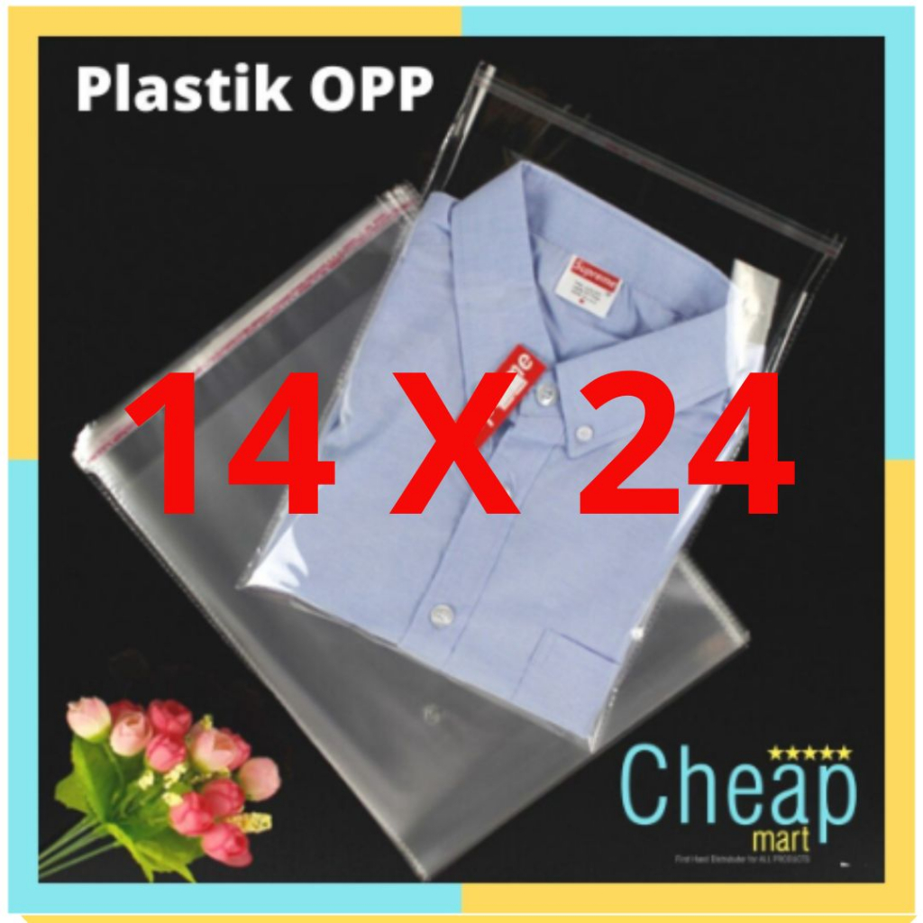 

14 X 24 OPP PLASTIK KACA LEM Undangan, Souvenir, Kaos, DVD, Bakery (ISI 100 Lembar) TEBAL