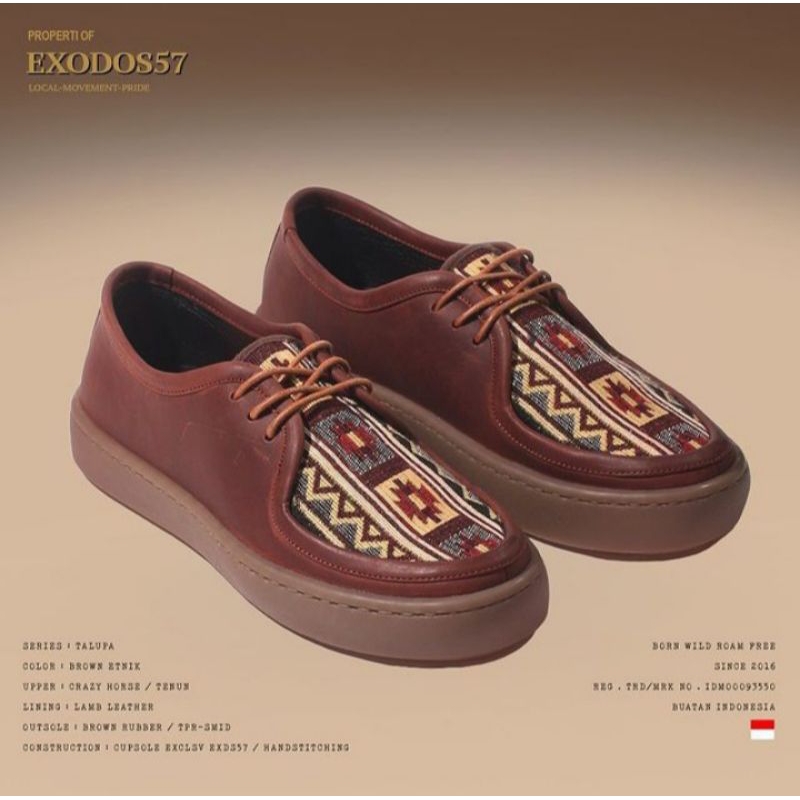 Exodos57 - Talupa Brown Etnik - Sepatu Kulit Lokal