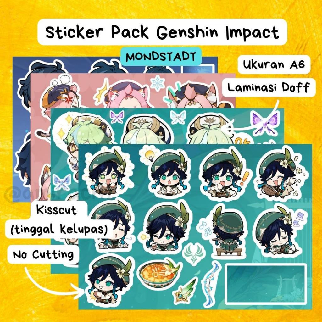 

[MONSTADT] Sticker Pack Genshin Impact A6 Vynil, Doff, Kisscut