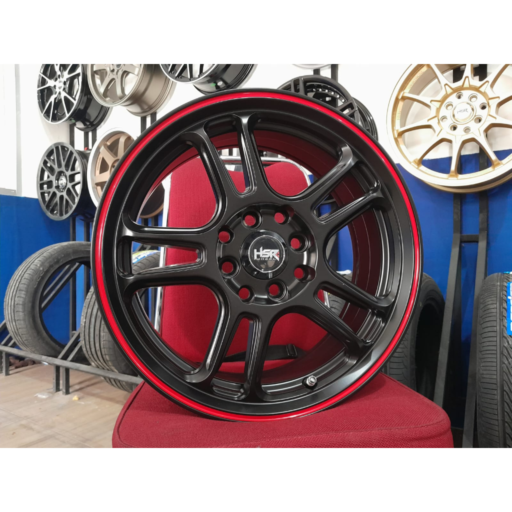 velg hsr r16 h8 model nx spo warna hitam lis merah