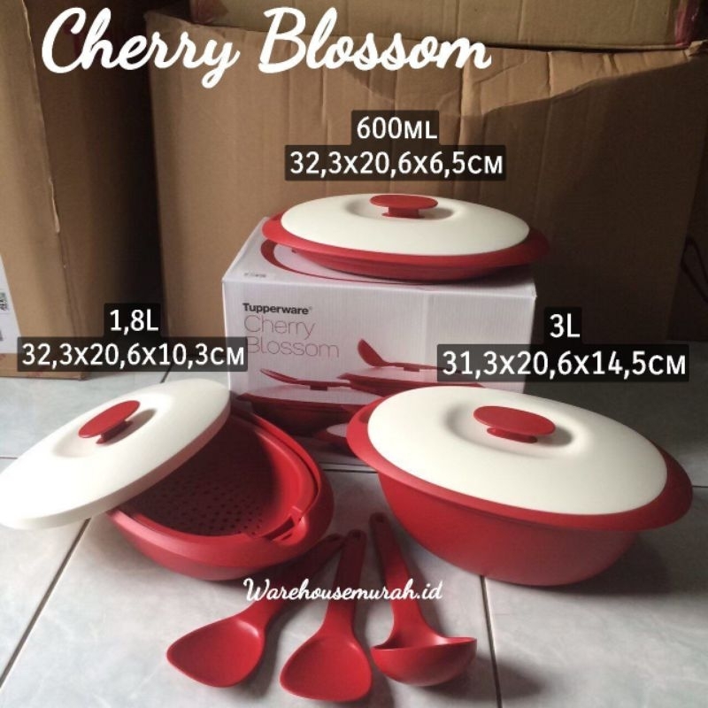 Red Cherry Blossom SATUAN • Raya Blossom ( tempat sajian makanan ) by tupperware