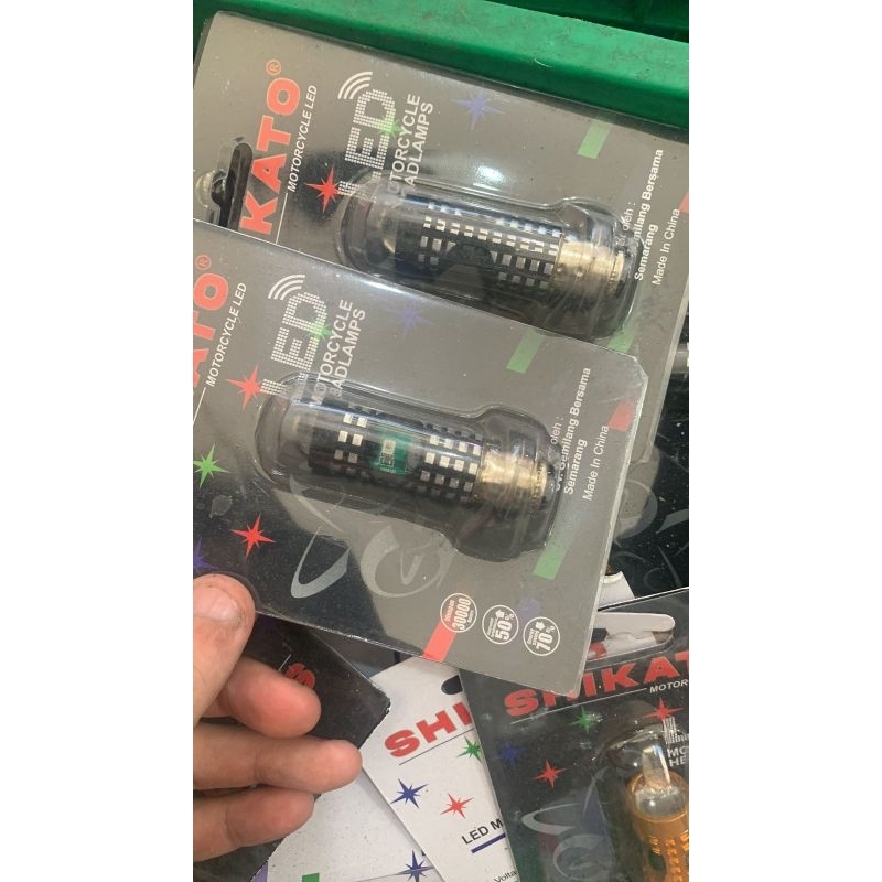 LAMPU DEPAN UTAMA LASER PUTIH KUNING H6 BINTIK HITAM PLUS SENJA MERAH BIRU PELANGI 2 sisi AC DC MOTO