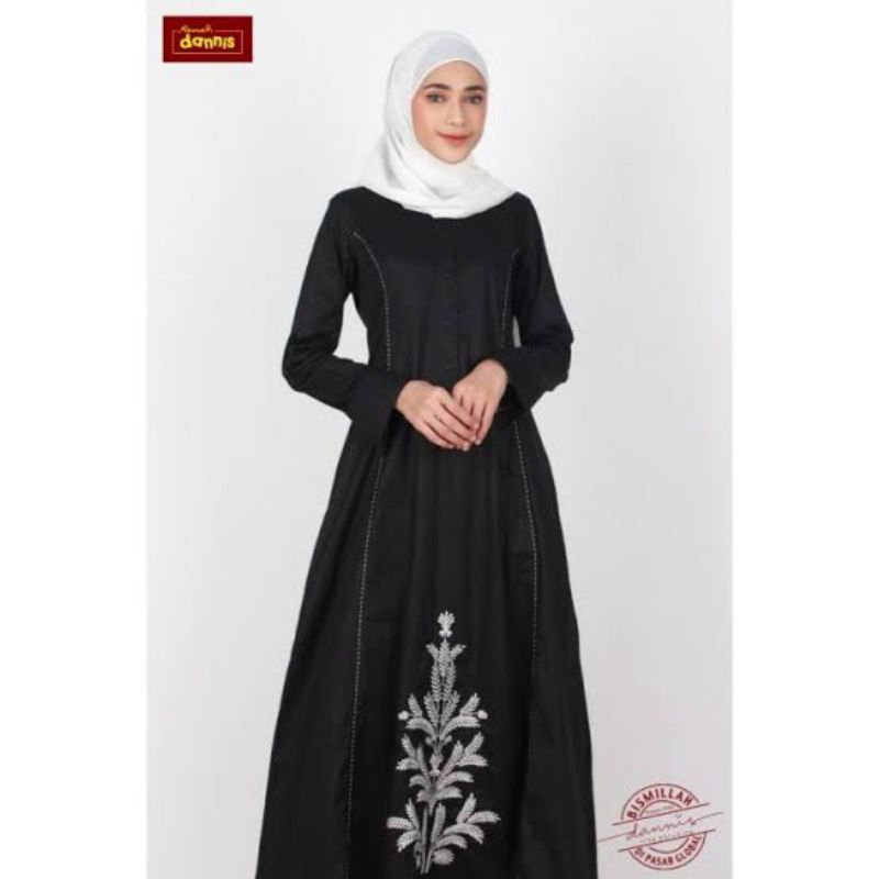BAJU GAMIS ABAYA DRESS DANNIS A220310 BLACK & CREAM