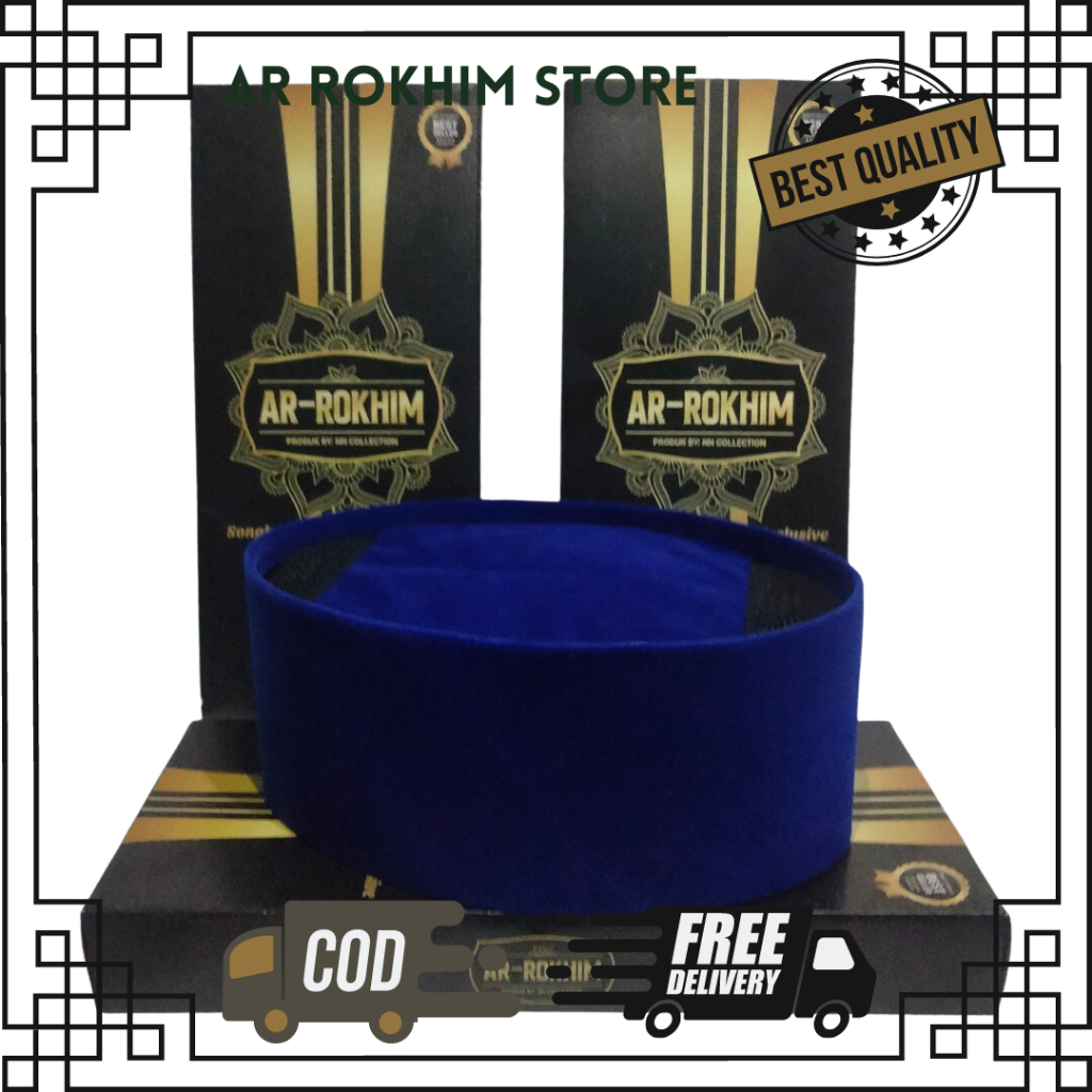 Peci Songkok Kopiah Biru Polos tinggi 9cm Dewasa dan Anak Anak