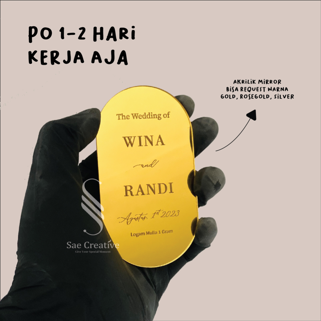 Cutting oval grafir nama akrilik mirror isian mahar seserahan srapbook