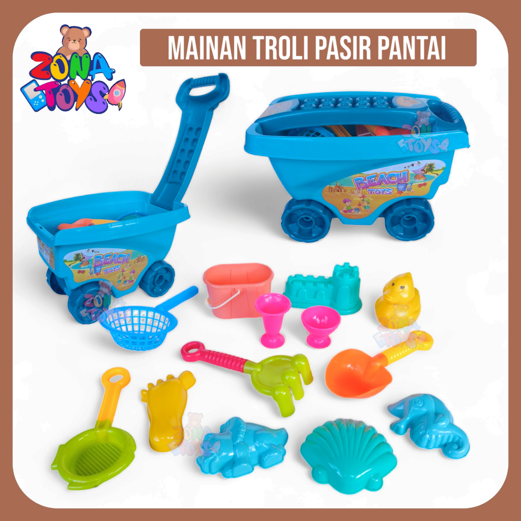 Mainan Anak Troli Cetakan Alat Pasir Pantai Keranjang Beach Toys OCT 7617