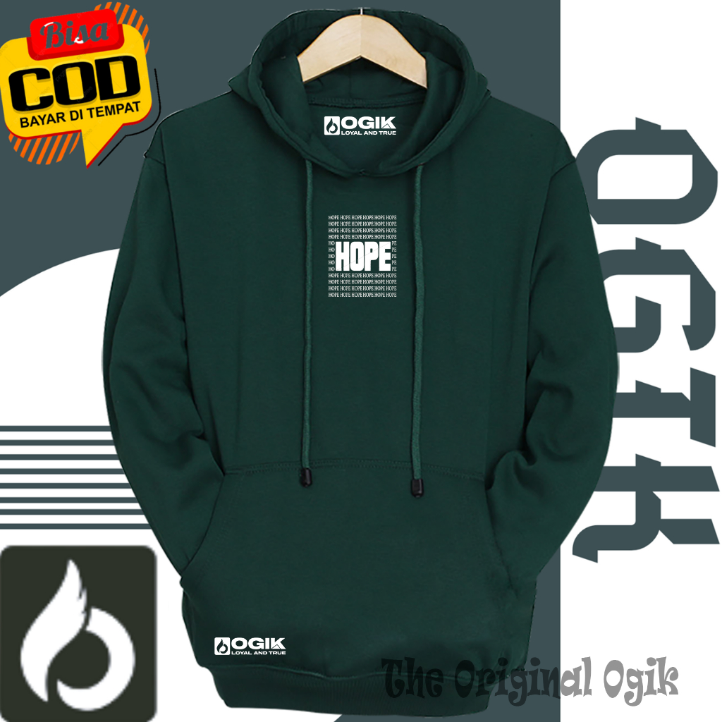 jaket distro original brand  ogik warna abu paralon list sablon life is good hoodie cowok distro ori