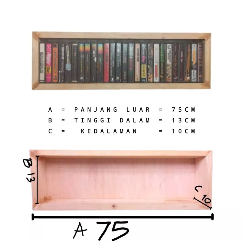 Rak cd kaset tape kayu serbaguna rak dinding