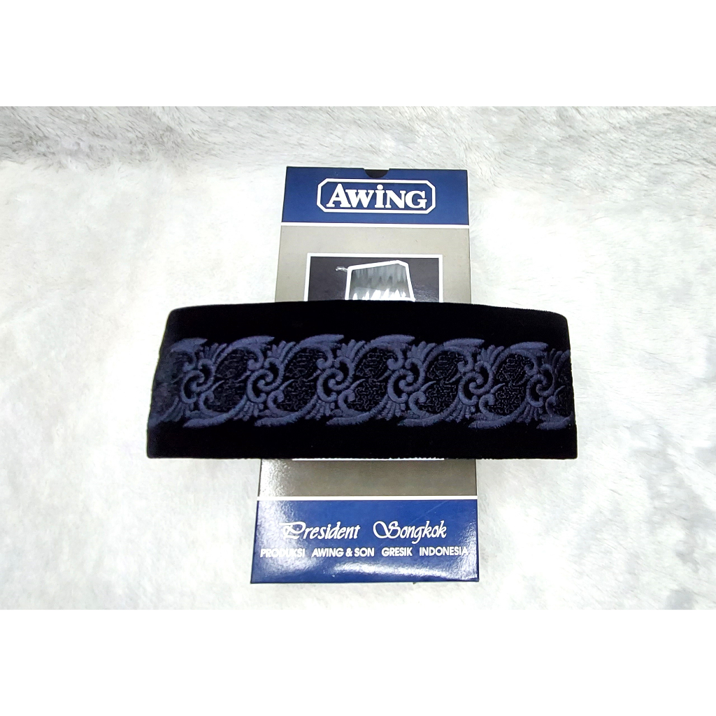 Peci Awing Motif Bordir ananta 2 / Songkok Awing Motif Botdir Hitam Ananta 2