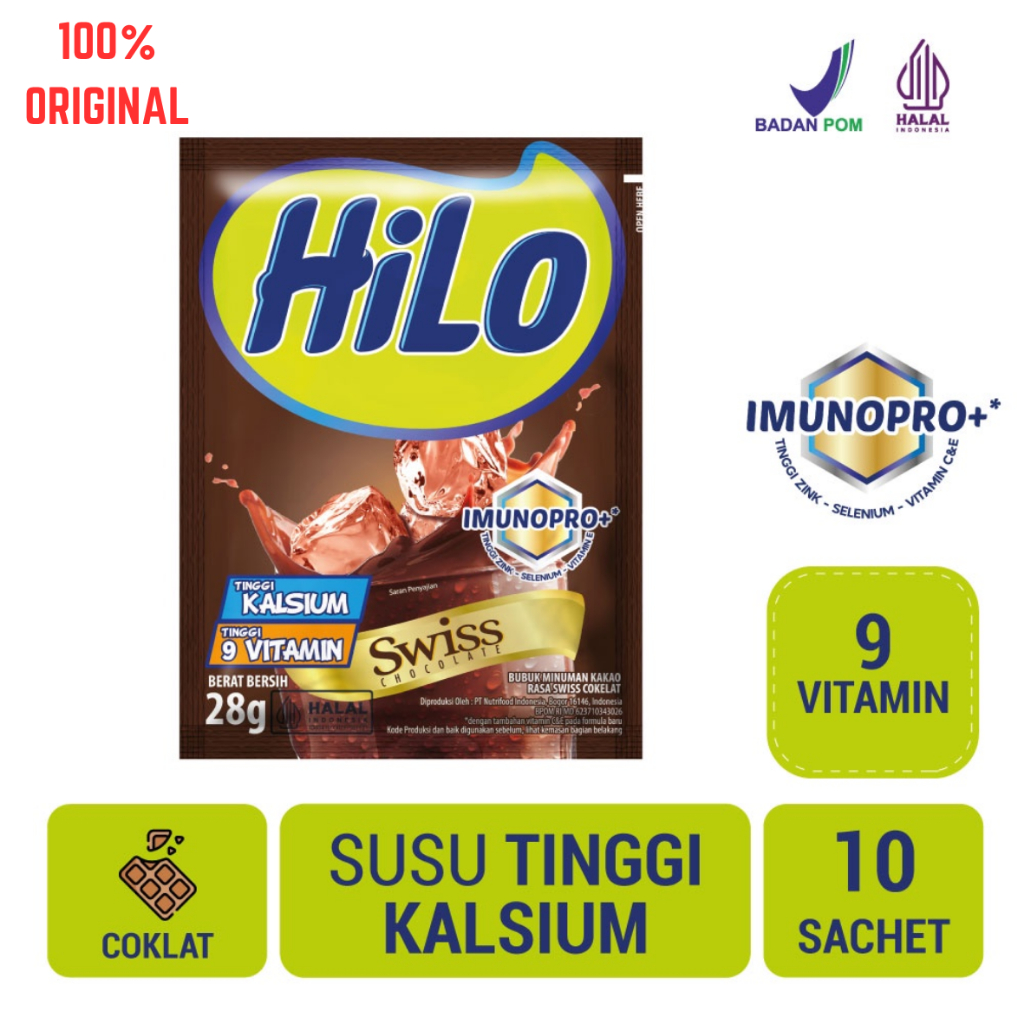 

Hilo Swiss Chocolate 10 sachet 28gr Berkalsium Cocok Untuk Menambah Tinggi Badan