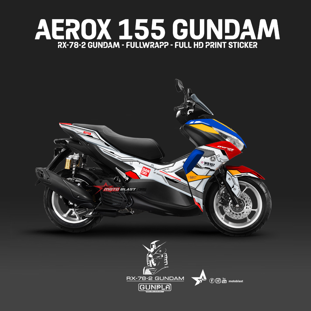 Decal Stiker Full Body Yamaha New Aerox Gundam RX-78-2 Motoblast