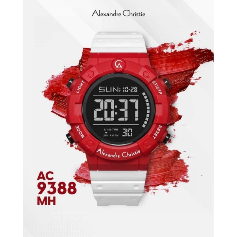 Terbaru Jam Tangan Digital Alexandre Christie AC 9388MH Original - Limited Color Merah Putih Series