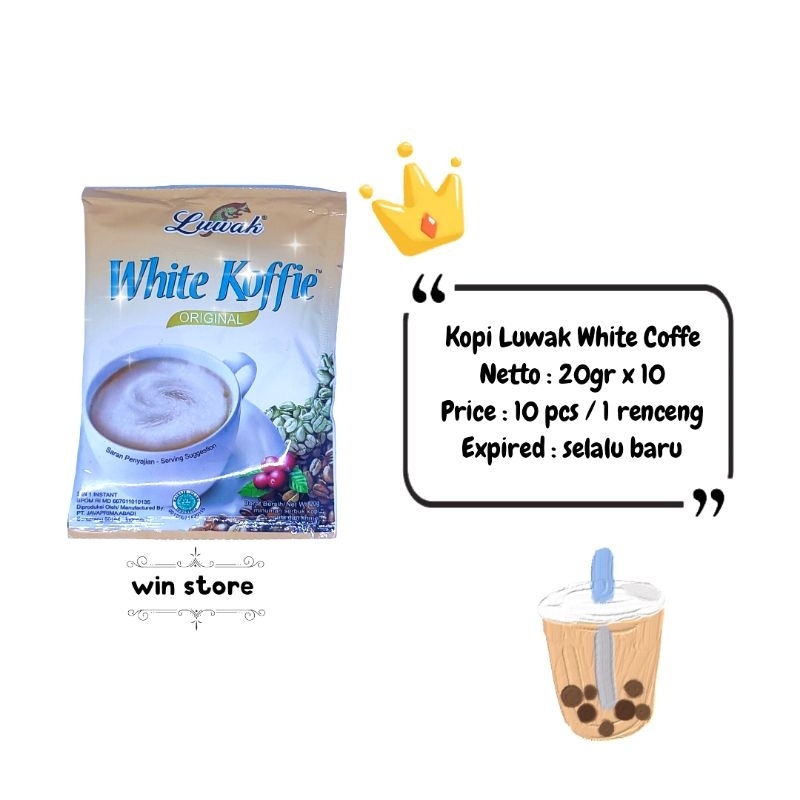 

Kopi Luwak White Coffie Koffie Original Minuman Kopi Luwak Asli Luak Sachet 20gr Renceng 10pcs