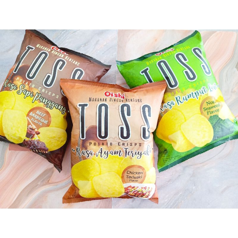 

OISHI TOSS POTATO CRISPS 75GR RASA RUMPUT LAUT / AYAM TERIYAKI / SAPI PANGGANG