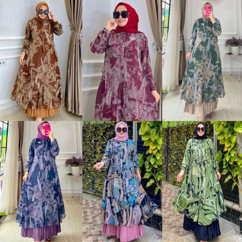 Midi Set Alisha Abstrak Armany Marbel by Poppy Poppi Syari