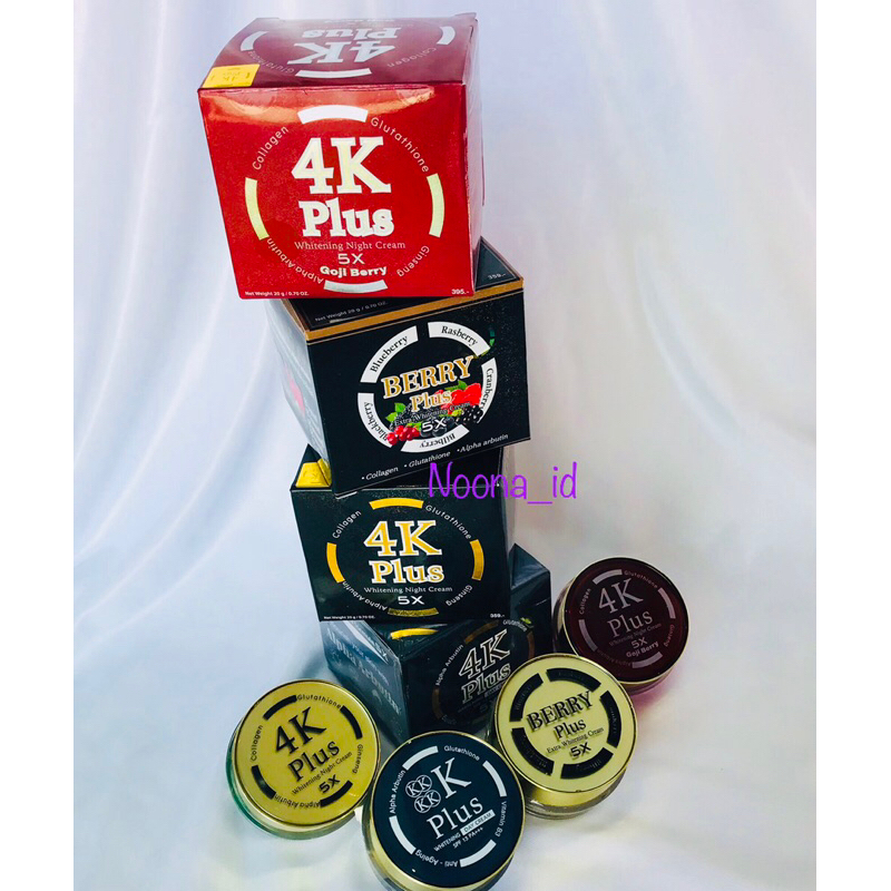 4K Plus 5x Whitening Day Cream, Night Cream, Berry Plus,  Goji Berry Original 100% Thailand