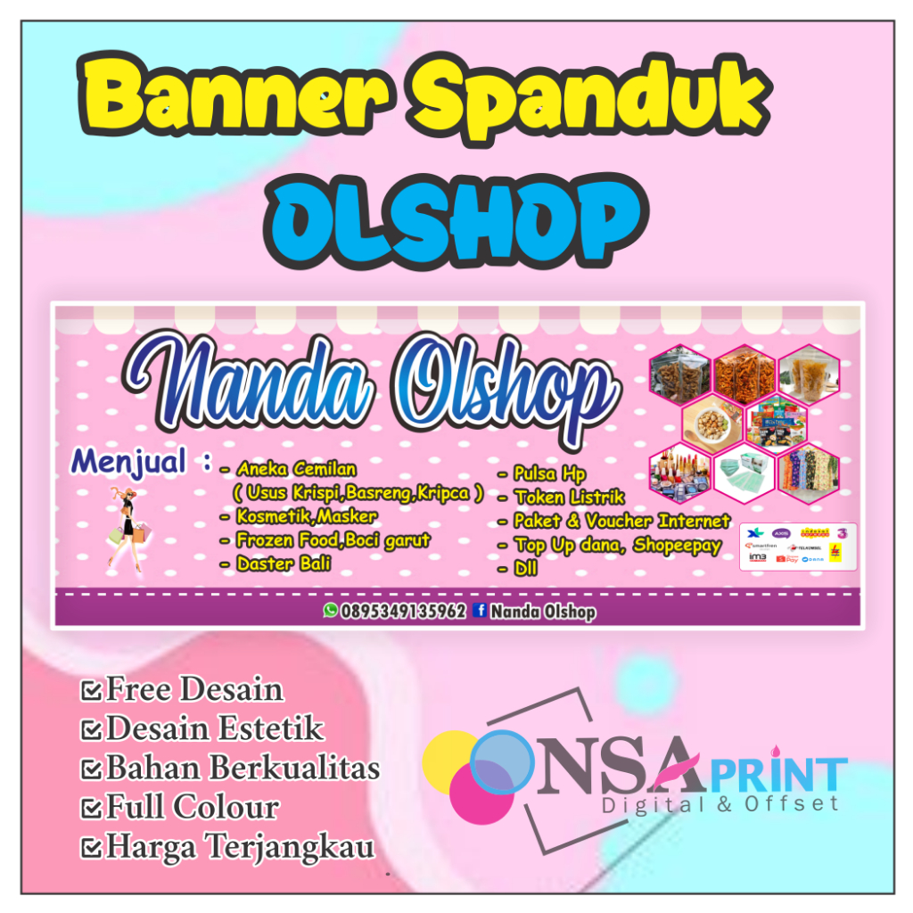 Catak banner / Spanduk Toko Olsho, Online shop, Collection Dll, Bisa Request Desain & free desain
